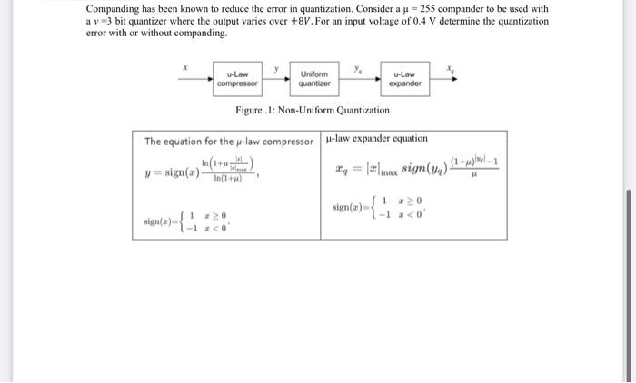 Solved Companding has been known to reduce the error in | Chegg.com