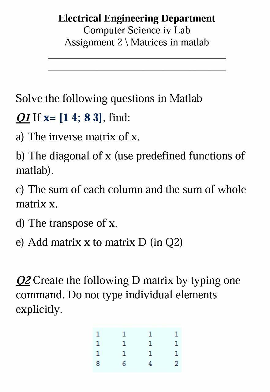 Solved Electrical Engineering Department Computer Science iv | Chegg.com