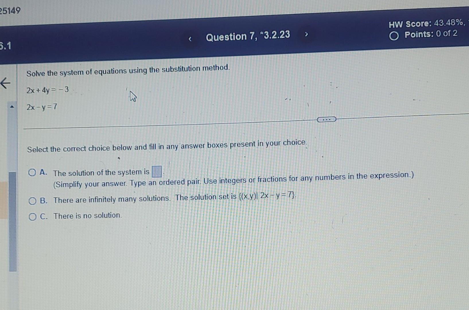 Solved Solve the system of equations using the substitution | Chegg.com
