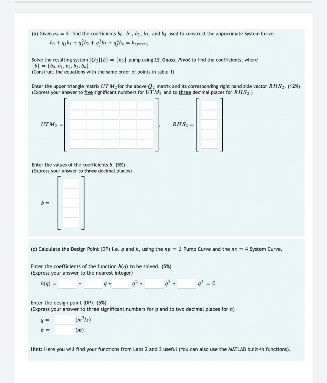 Solved (b) Given Ns = 4, Find The Coefficients Bo, B1,b2, | Chegg.com