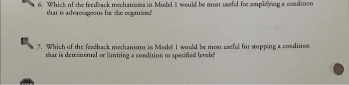 Solved 6. Which of the feedback mechanisms in Model 1 would | Chegg.com