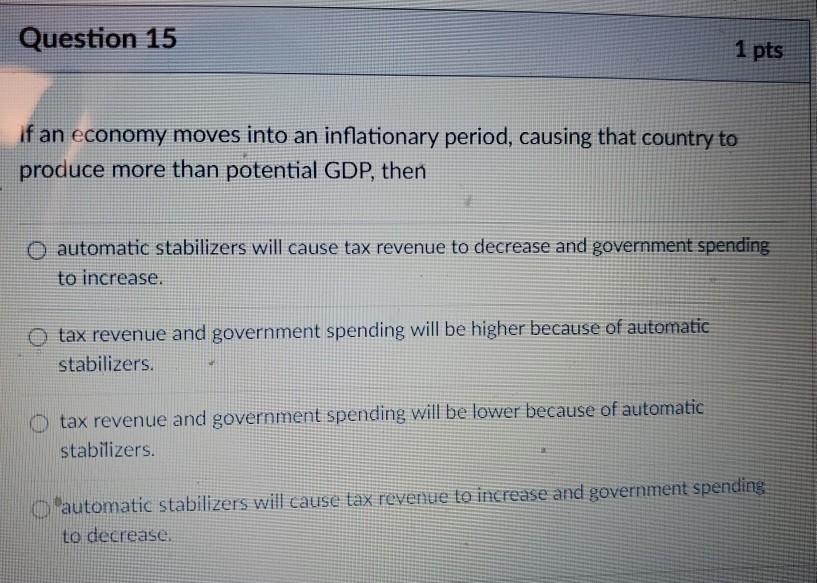 Solved Question 14 1 pts If Congress passed a new budget