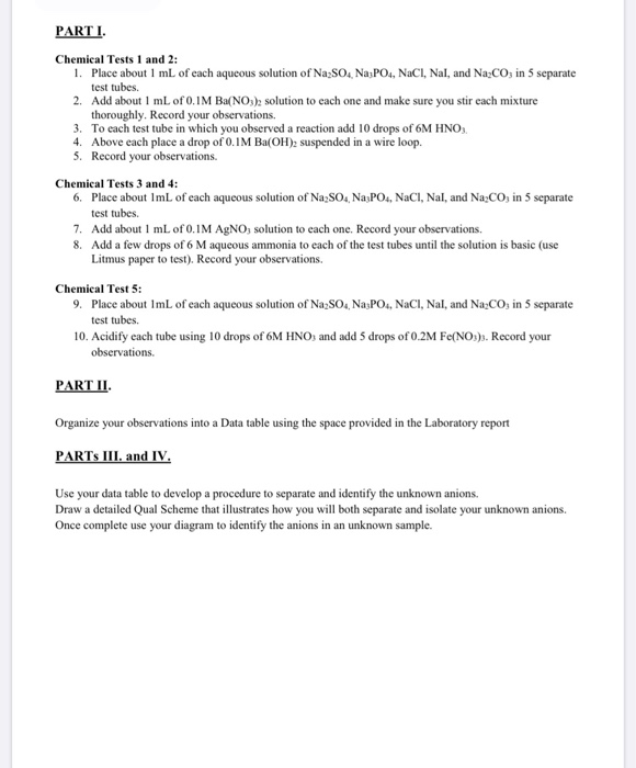 Solved 1 Of 6 Lc Qualitative Analysis Of Anions Che 167 Exp. 