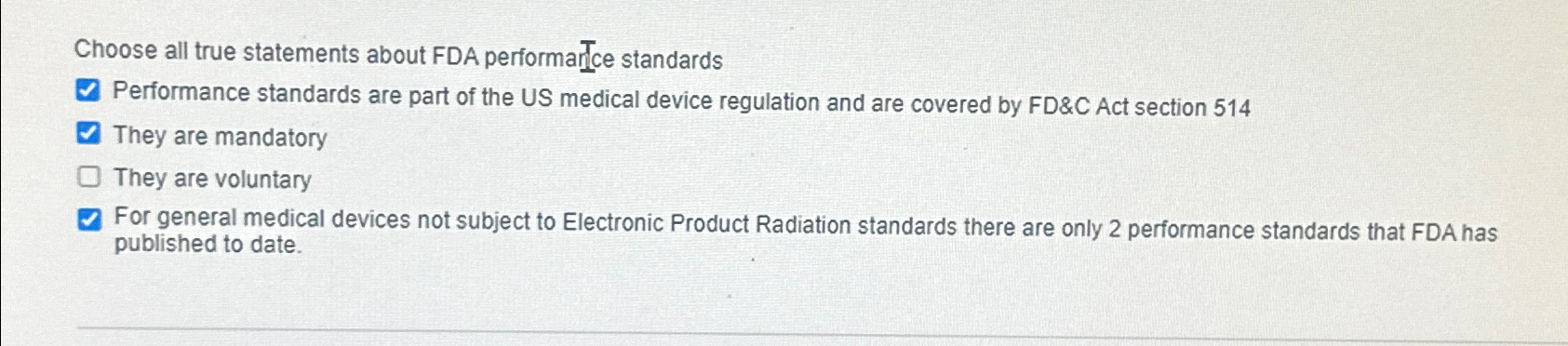 Solved Choose all true statements about FDA performarice | Chegg.com
