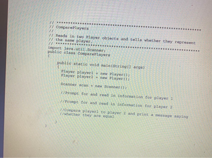 Solved Overriding the equals Method File Player.java | Chegg.com