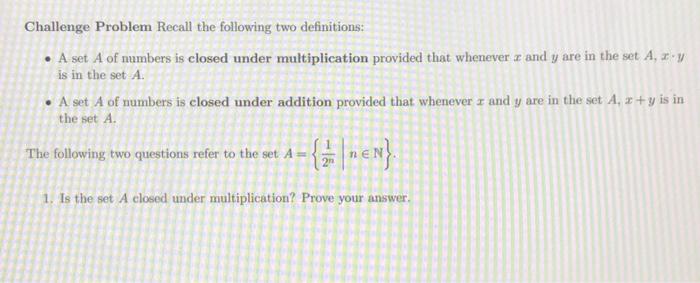 Solved Challenge Problem Recall The Following Two | Chegg.com