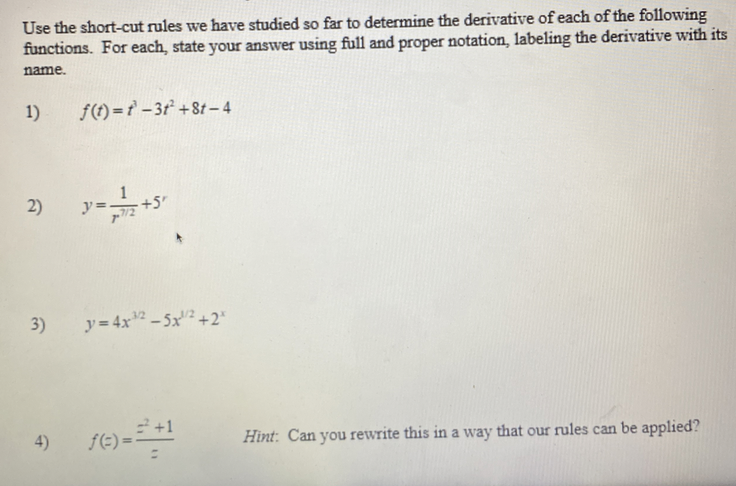 Solved Use the short-cut rules we have studied so far to | Chegg.com