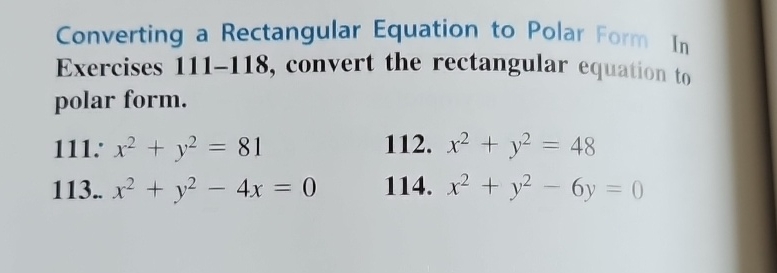 Solved Converting A Rectangular Equation To Polar Form In Chegg