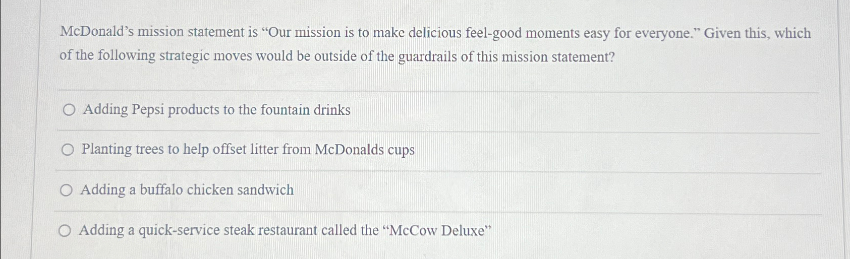 Solved McDonald's mission statement is 