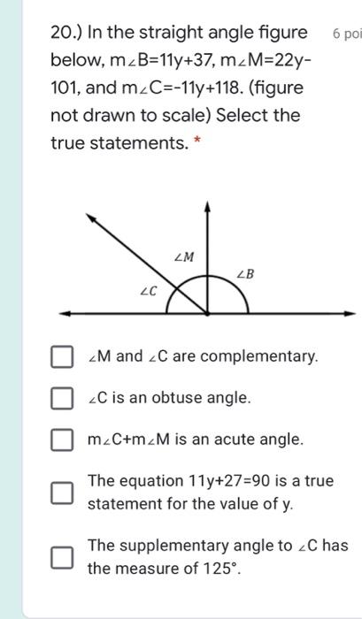 Solved 6 pol 20.) In the straight angle figure below, m