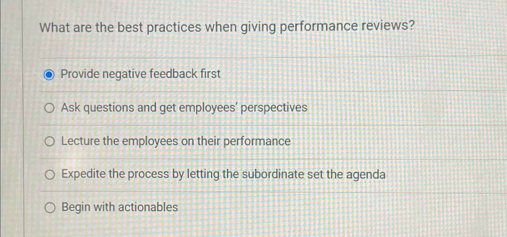 Solved What are the best practices when giving performance | Chegg.com