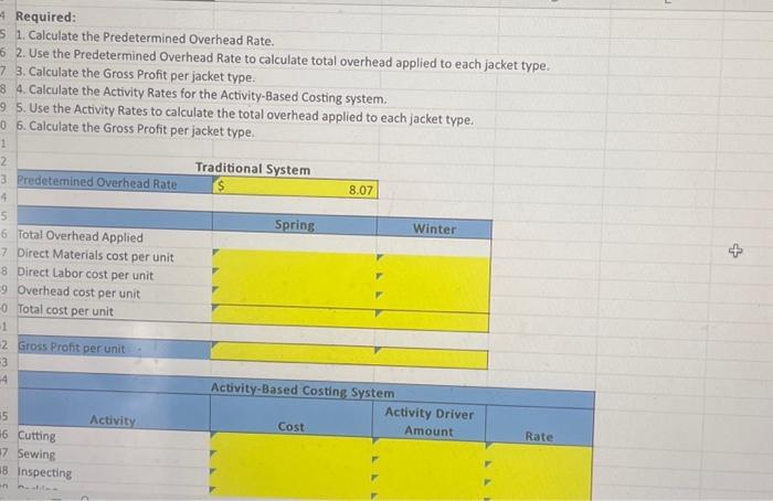 Please show how to plug in the answers in each cell. | Chegg.com