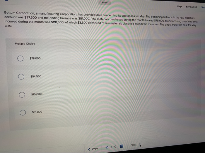 Solved Help Save & Ents Bottum Corporation, a manufacturing