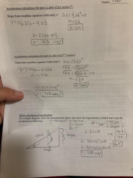 Solved Acceleration calculation for part c), plot of Δx | Chegg.com