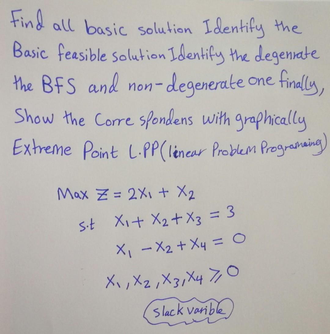 Solved Find All Basic Solution Identify The Basic Feasible | Chegg.com