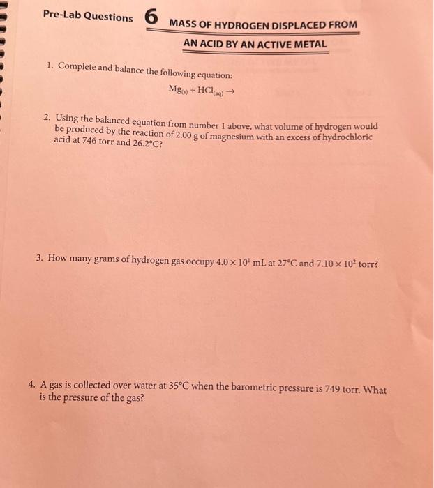 Solved 1. Complete and balance the following equation