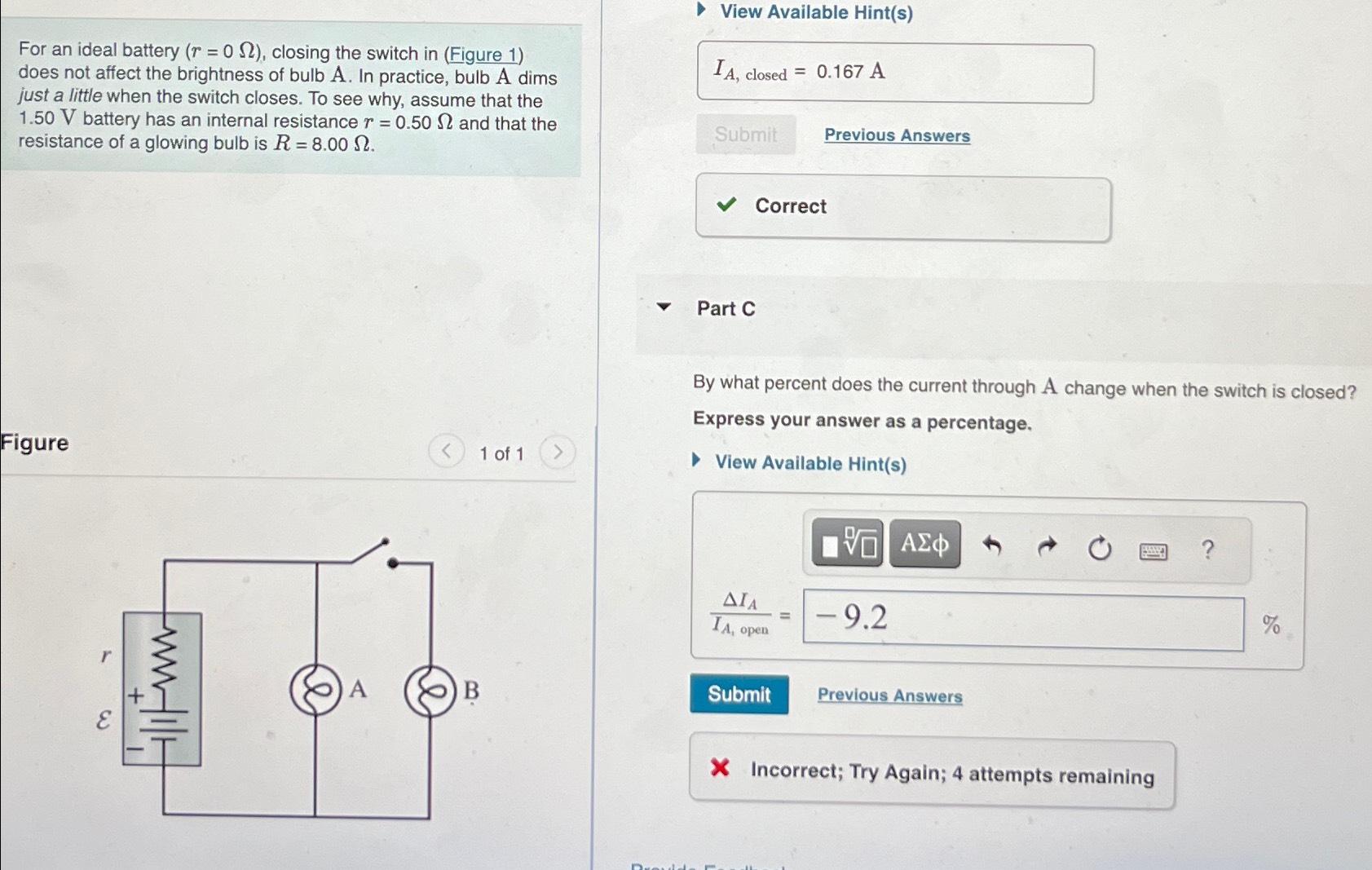 Solved View Available Hint(s)For An Ideal Battery )=(0Ω, | Chegg.com