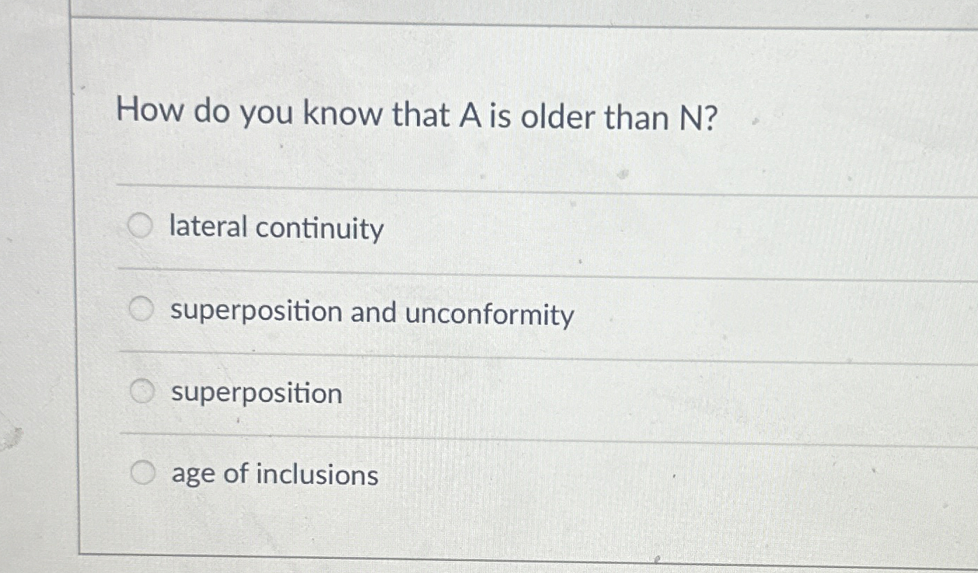 Solved How do you know that A ﻿is older than N ?lateral | Chegg.com