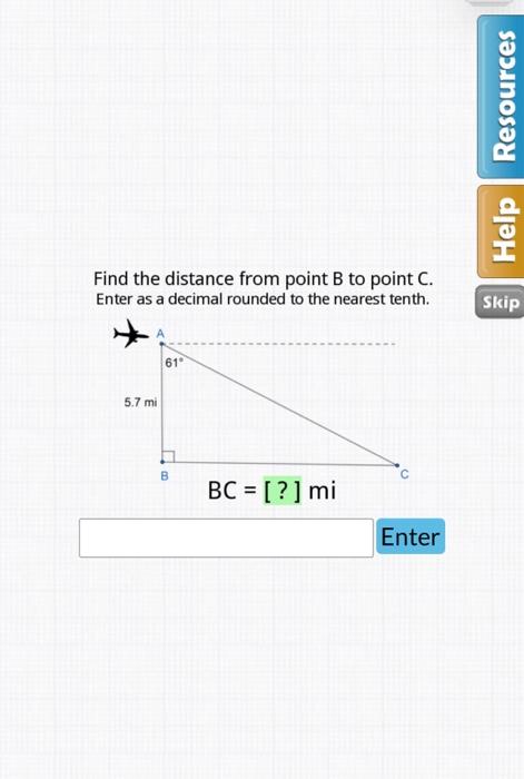 Solved Find the distance from point B to point C. Enter as a | Chegg.com
