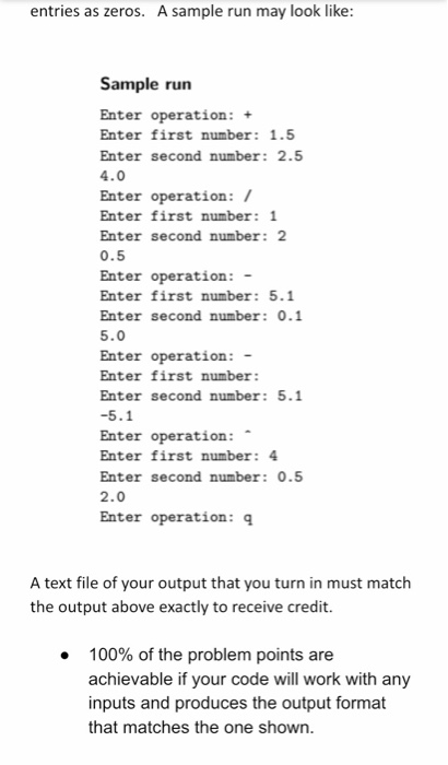 Solved Here the assignment is to create a simple calculator | Chegg.com