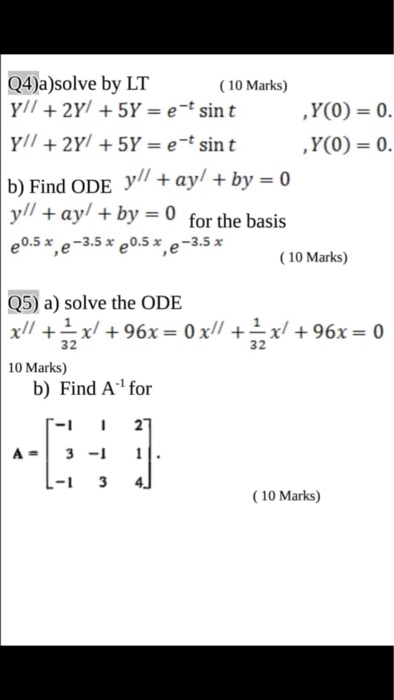 Solved Q1 A 1 Solve The Ode Below By Varotion Of Parame Chegg Com