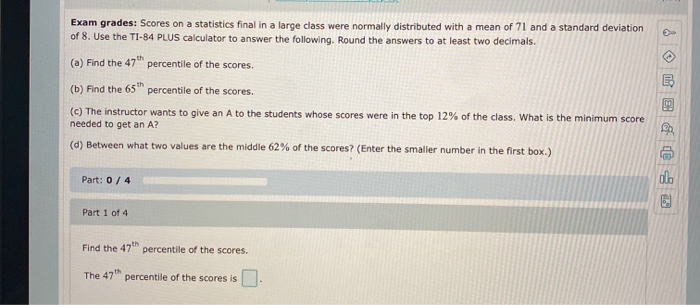 Solved Exam grades: Scores on a statistics final in a large | Chegg.com
