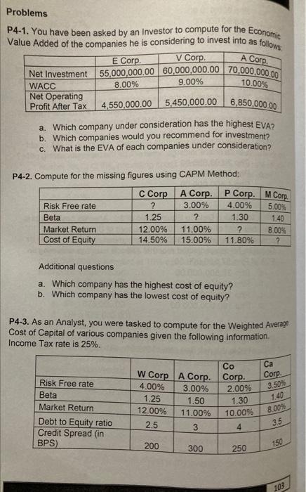 Solved P4-1. You have been asked by an Investor to compute | Chegg.com