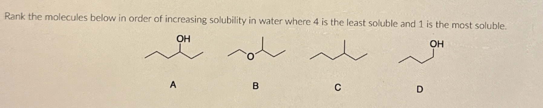 Rank the molecules below in order of increasing | Chegg.com
