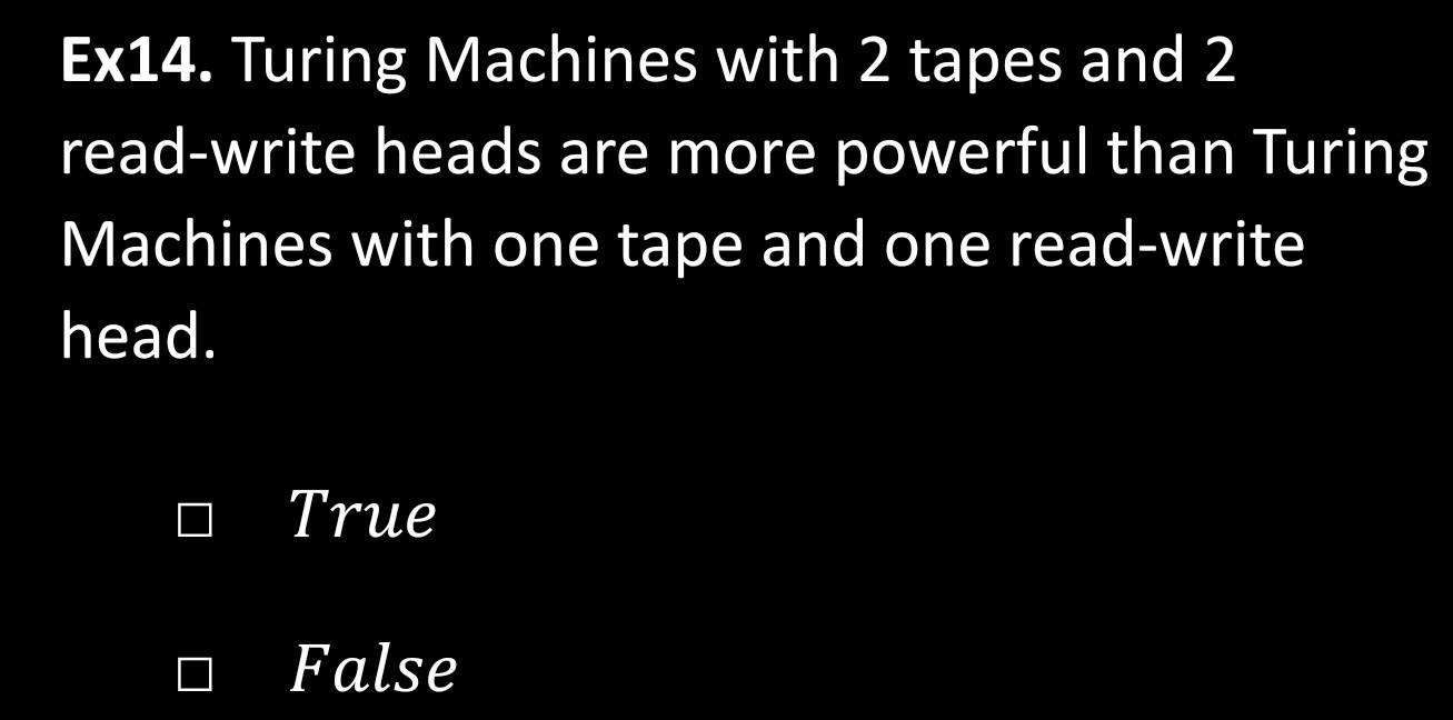 Solved Ex14. Turing Machines with 2 tapes and 2 read-write | Chegg.com