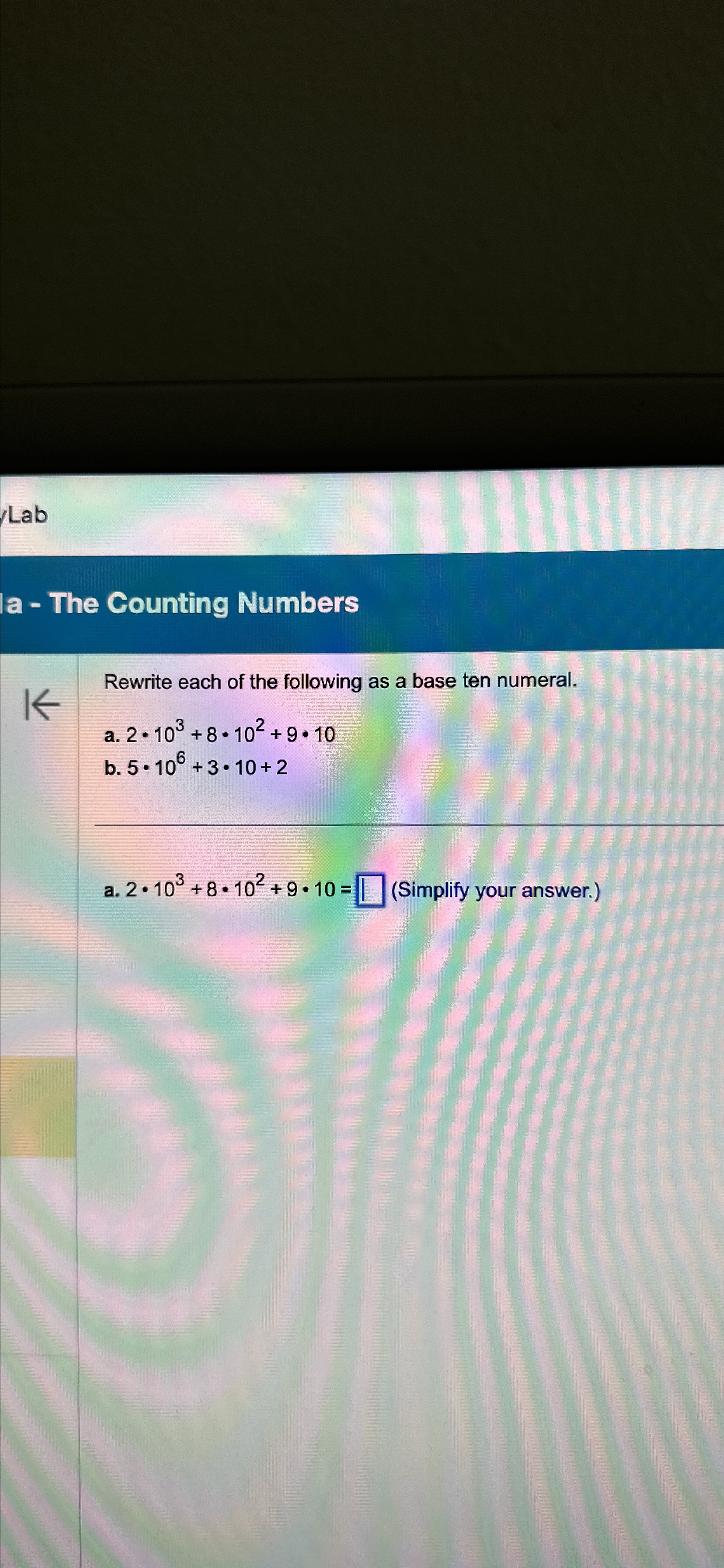 Solved Laba - ﻿The Counting NumbersRewrite each of the | Chegg.com