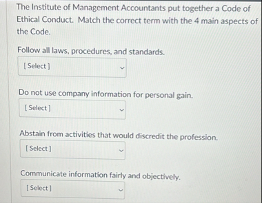 Solved The Institute of Management Accountants put together | Chegg.com