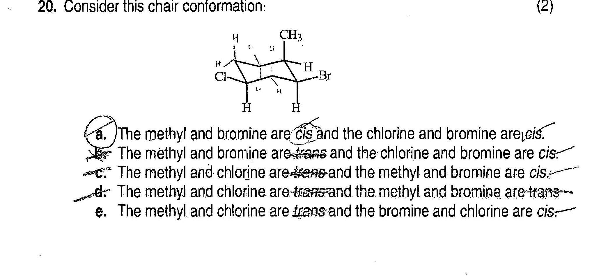 Solved Is It Cis B/c Ch3 Is Axial Up And Br Is A | Chegg.com