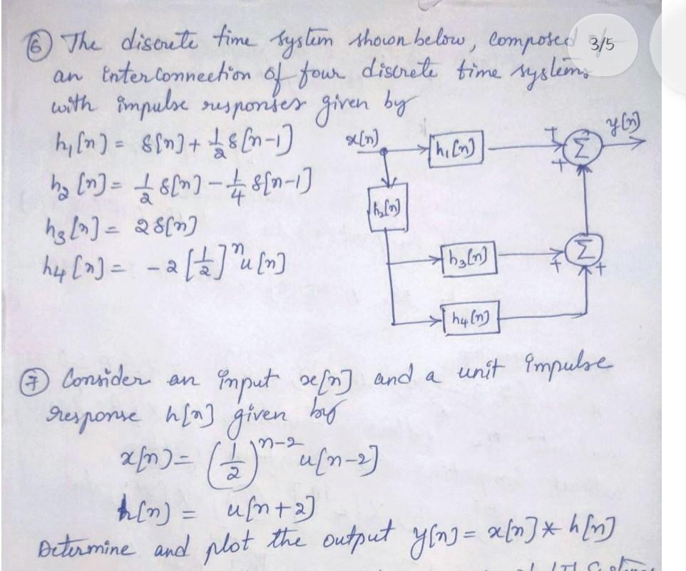 Solved The discrete time system shown below, composed 3/5 an | Chegg.com