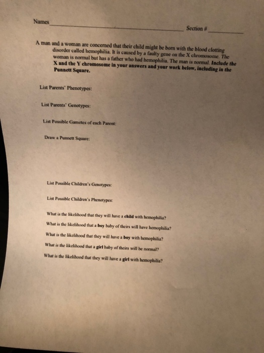 Solved Names Section A Man And A Woman Are Concerned Th