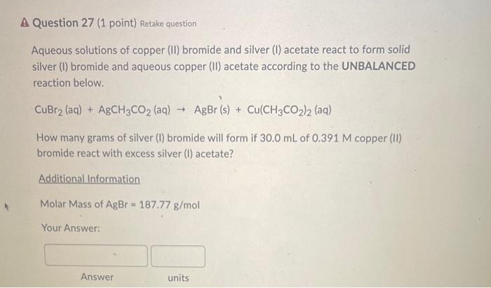 Solved Aqueous Solutions Of Copper (II) Bromide And Silver | Chegg.com