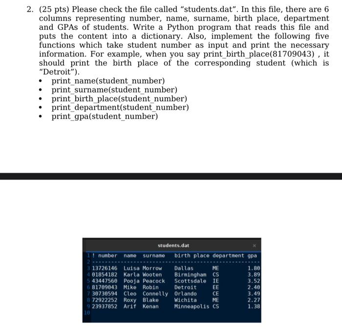 Solved 1. (25 pts) Please write a Python program that | Chegg.com