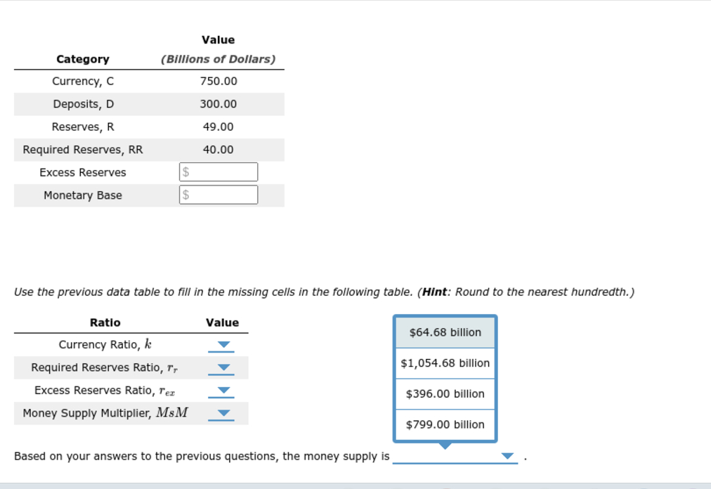 Solved ValueUse the previous data table to fill in the | Chegg.com