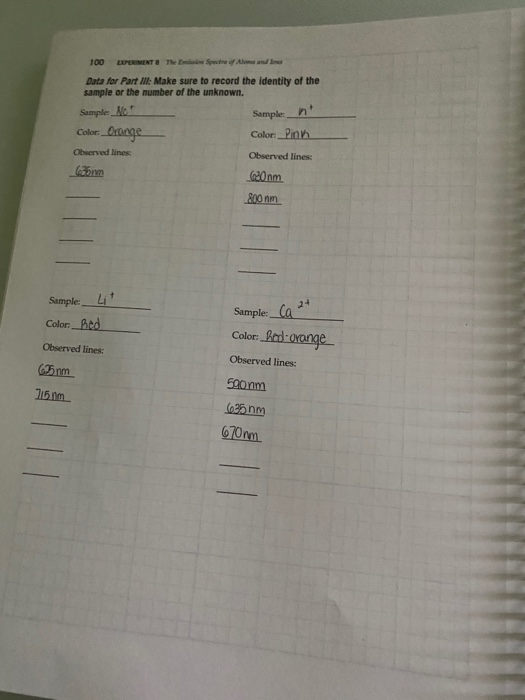 NAME DATE LAB SECTION EXERCISES Report Data for Parts | Chegg.com