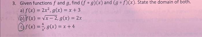 Solved 3 Given Functions F And G Find F∘g X And