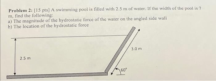 Solved Problem 2: (15 pts] A swimming pool is filled with | Chegg.com