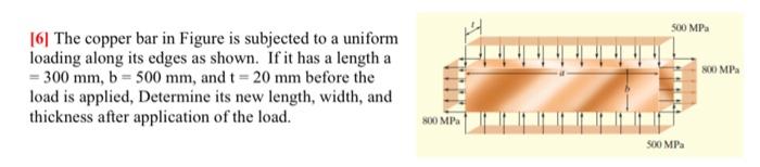 Solved 500 MPa 800 MPa [6] The copper bar in Figure is | Chegg.com