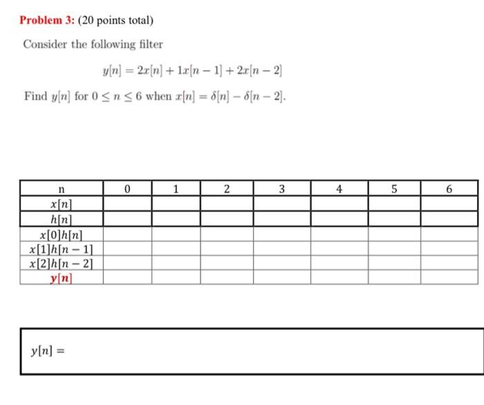 Solved Problem 3: (20 points total) Consider the following | Chegg.com