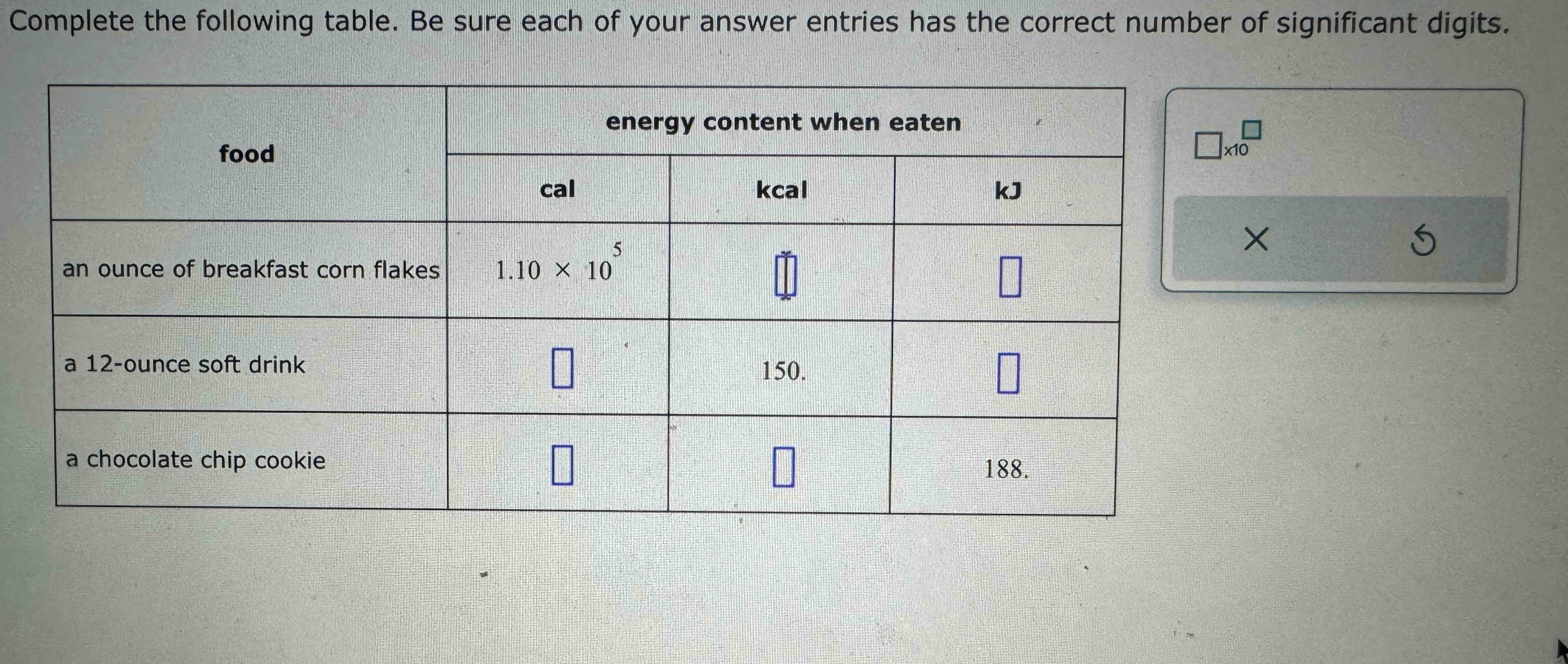 Solved Complete the following table. Be sure each of your | Chegg.com