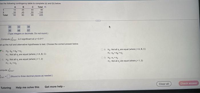 Solved Use The Following Contingency Table To Complete (a) | Chegg.com