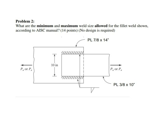 Solved Problem 2: What are the minimum and maximum weld size | Chegg.com