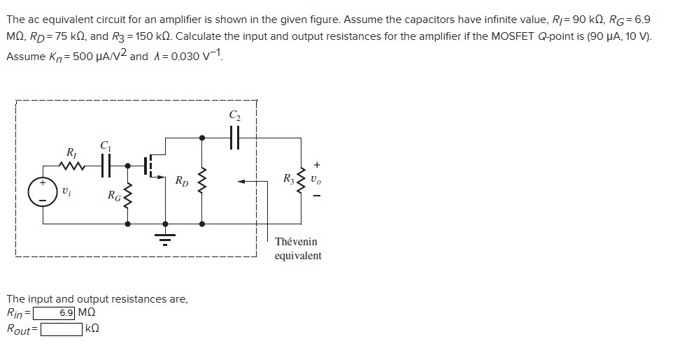 Solved The ac equivalent circuit for an amplifier is shown | Chegg.com
