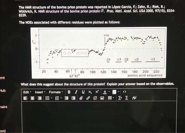 The NMR structure of the bovine prion protein was | Chegg.com