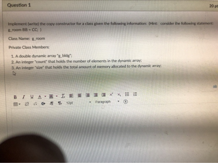 Solved Question 1 20 pt Implement (write) the copy | Chegg.com