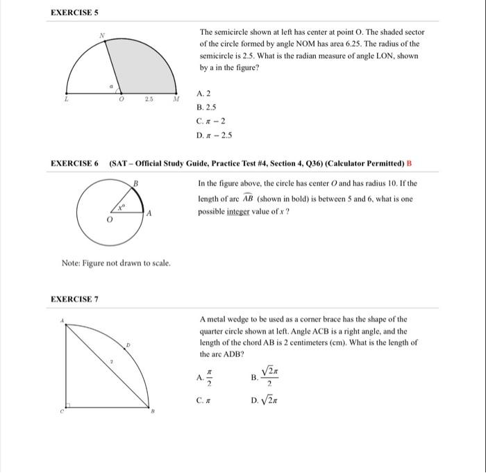 Solved EXERCISE 5 The semicircle shown at left has center at | Chegg.com