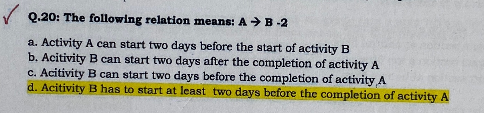 Solved Q.20: The Following Relation Means: A→B - 2a. | Chegg.com